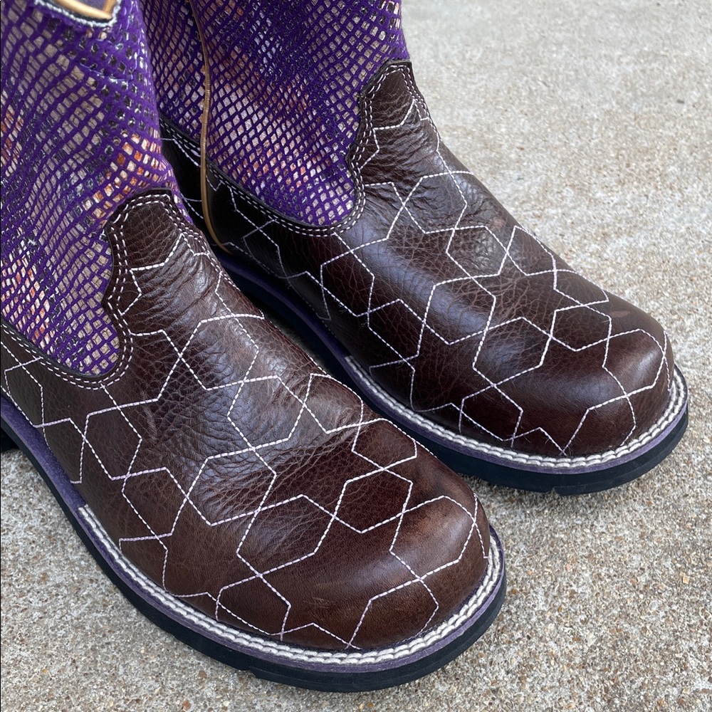 Ariat Brown and Purple Leather Boots